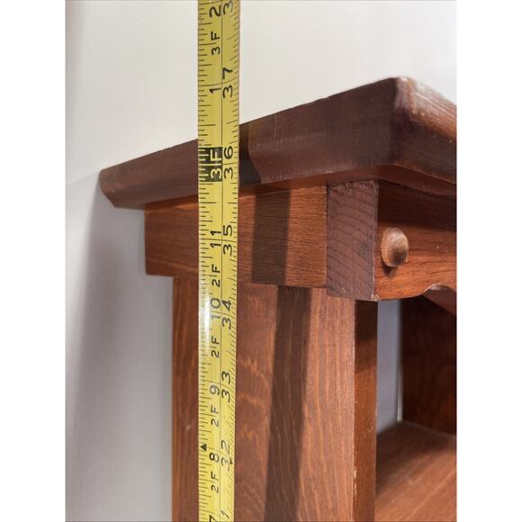 Vintage Rustic Farmhouse Primitive Pine Wood CD Book Shelf Display Curio Etagere - Picture 12 of 16